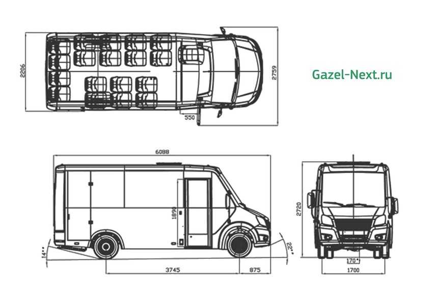 Газель места в салоне схема