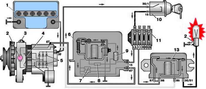 Как правильно подключить реле зарядки. Схема проводки ВАЗ 2101 от генератора. Схема реле заряда ВАЗ 2101. Схема возбуждения генератора ВАЗ 2101. Реле генератора ВАЗ 2101 схема.