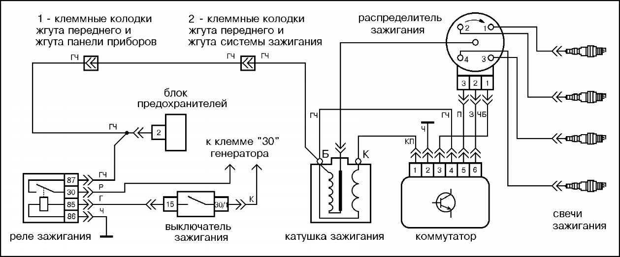 Схема зажигания ваз 21213 карбюратор с бесконтактным зажиганием