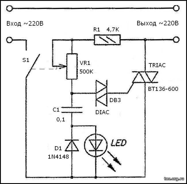 Регулятор мощности на симисторе bta12-600